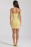 Embellished Scoop Neck Bodycon Mini Dress in Yellow