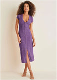 Linen Midi Dress Purple