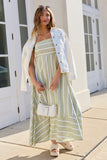 Come Sail Away Sage Striped Maxi Dress SALE
