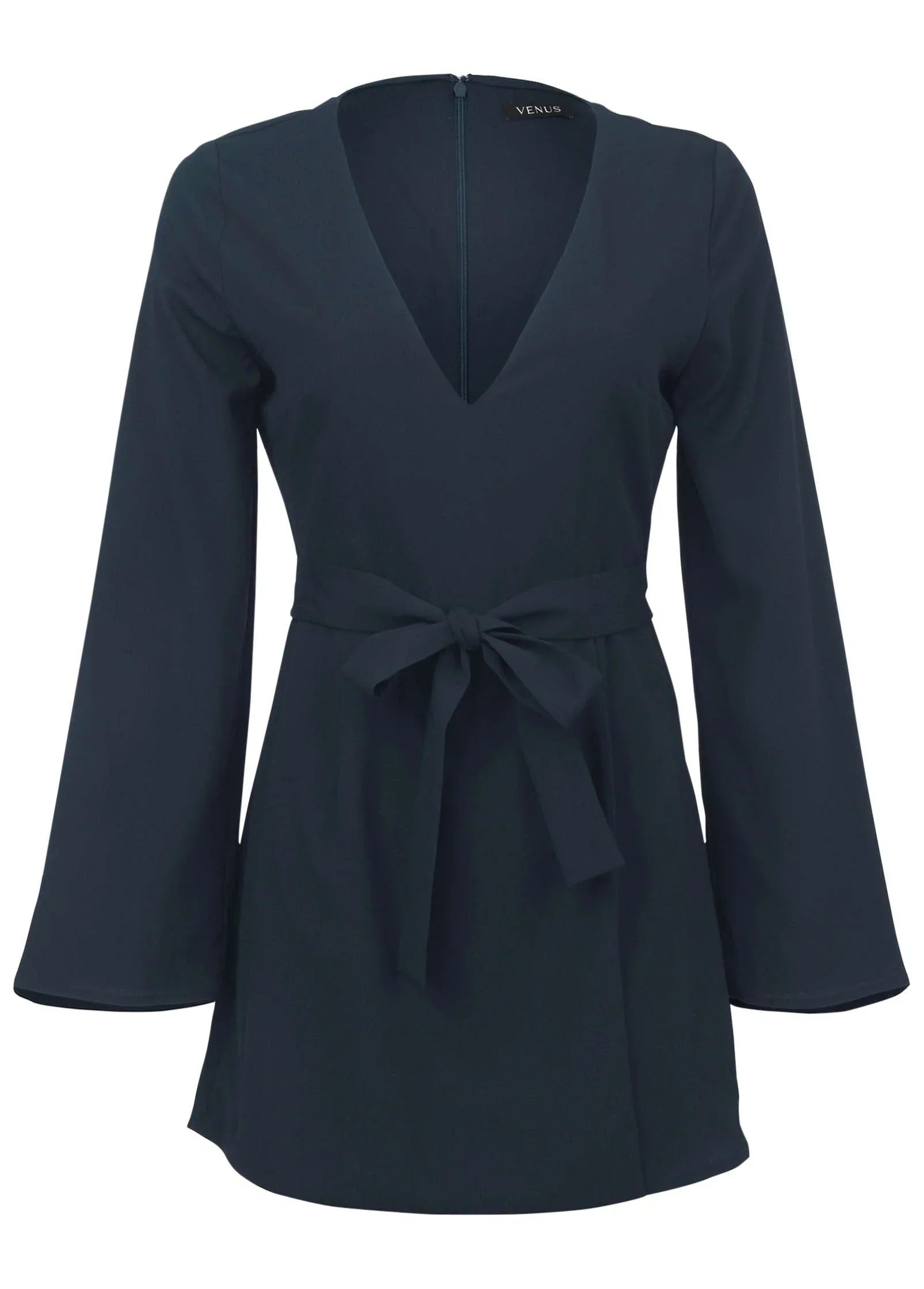 Long Sleeve Skort Romper Navy