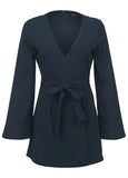 Long Sleeve Skort Romper Navy
