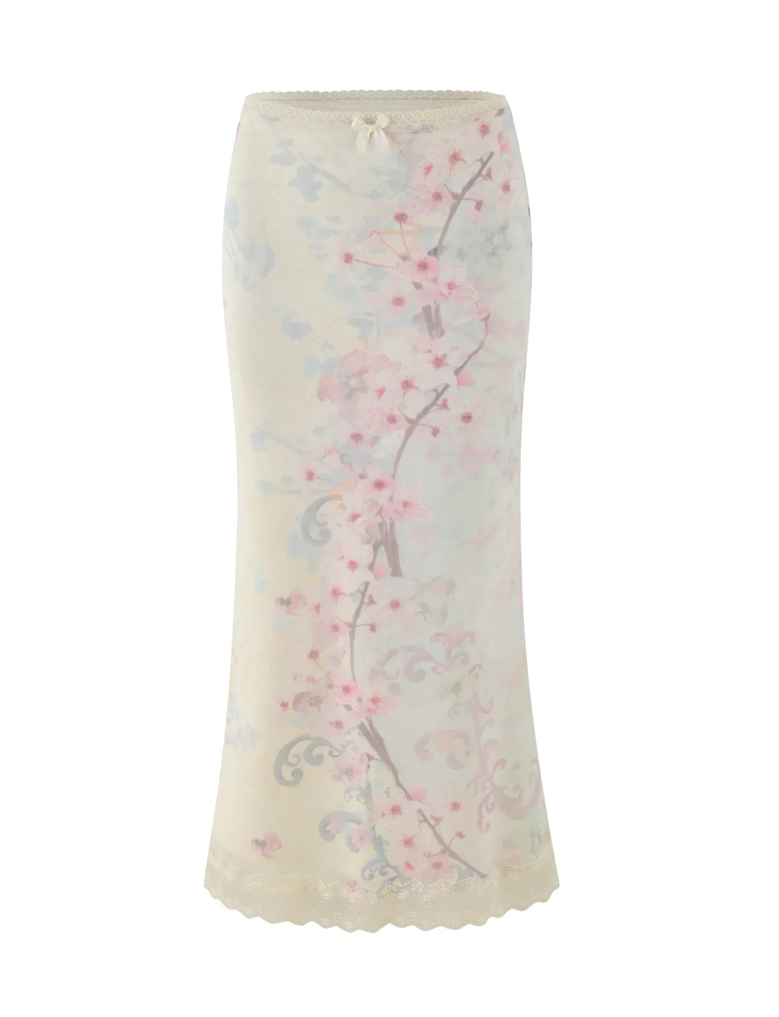 LONIE MIDI SKIRT NEUTRAL FLORAL WASHED CHERRY BLOSSOM