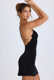 Strap Detail Halterneck Mini Dress in Black