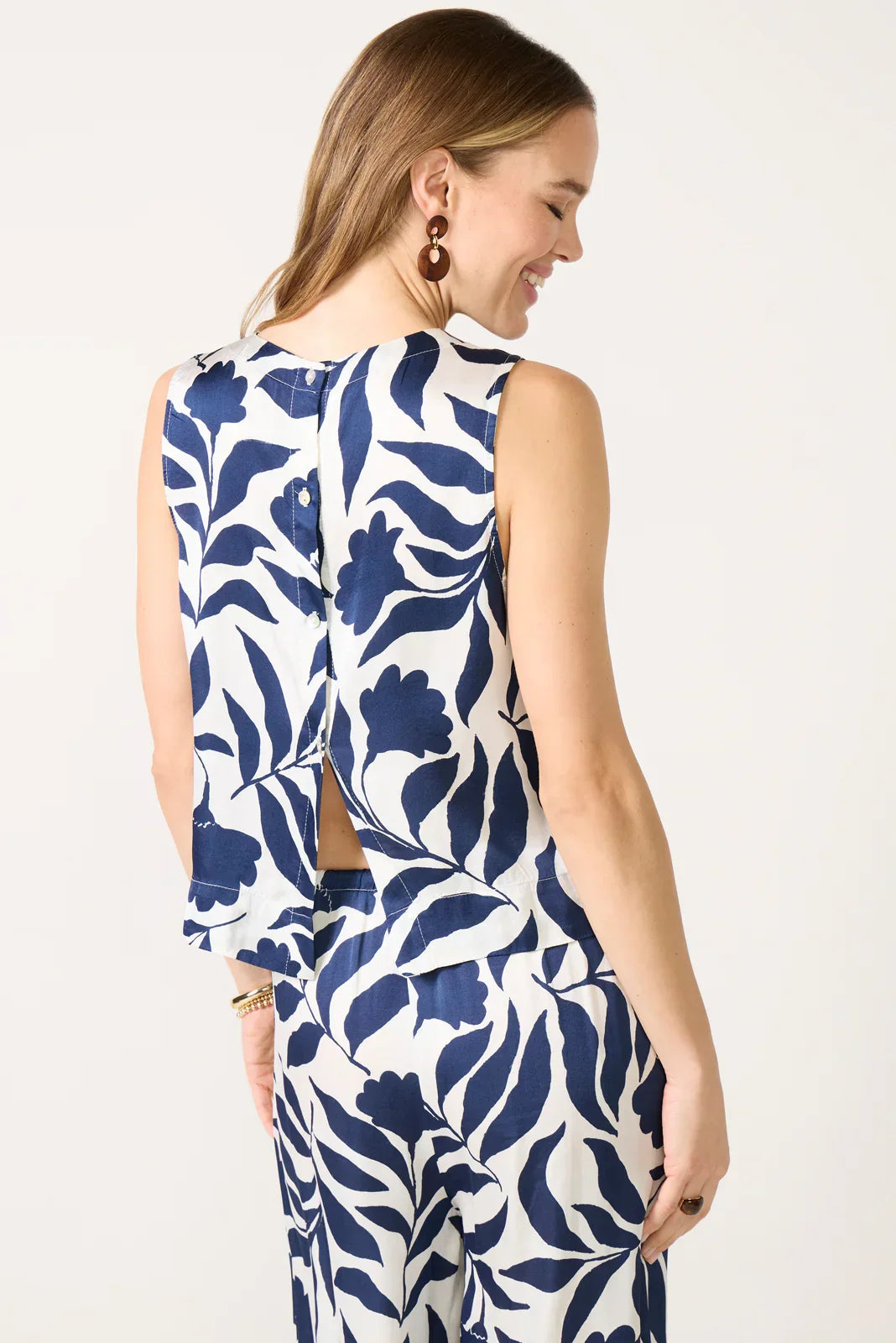 Button Back Satin Tank