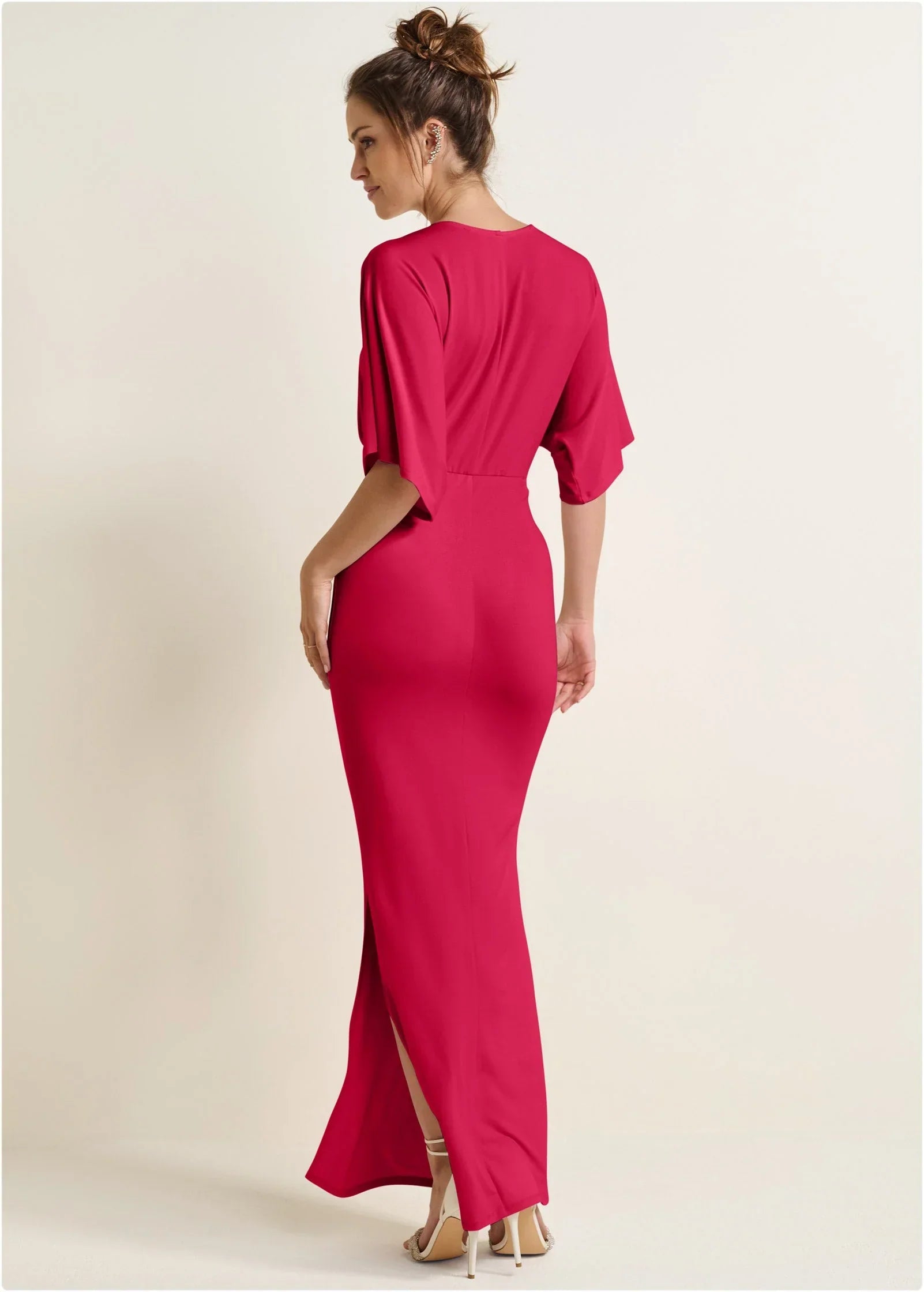 Drape Sleeve Maxi Dress Barberry
