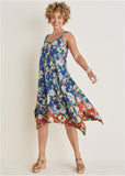 Handkerchief Hem Dress Mystic Jacobean Border