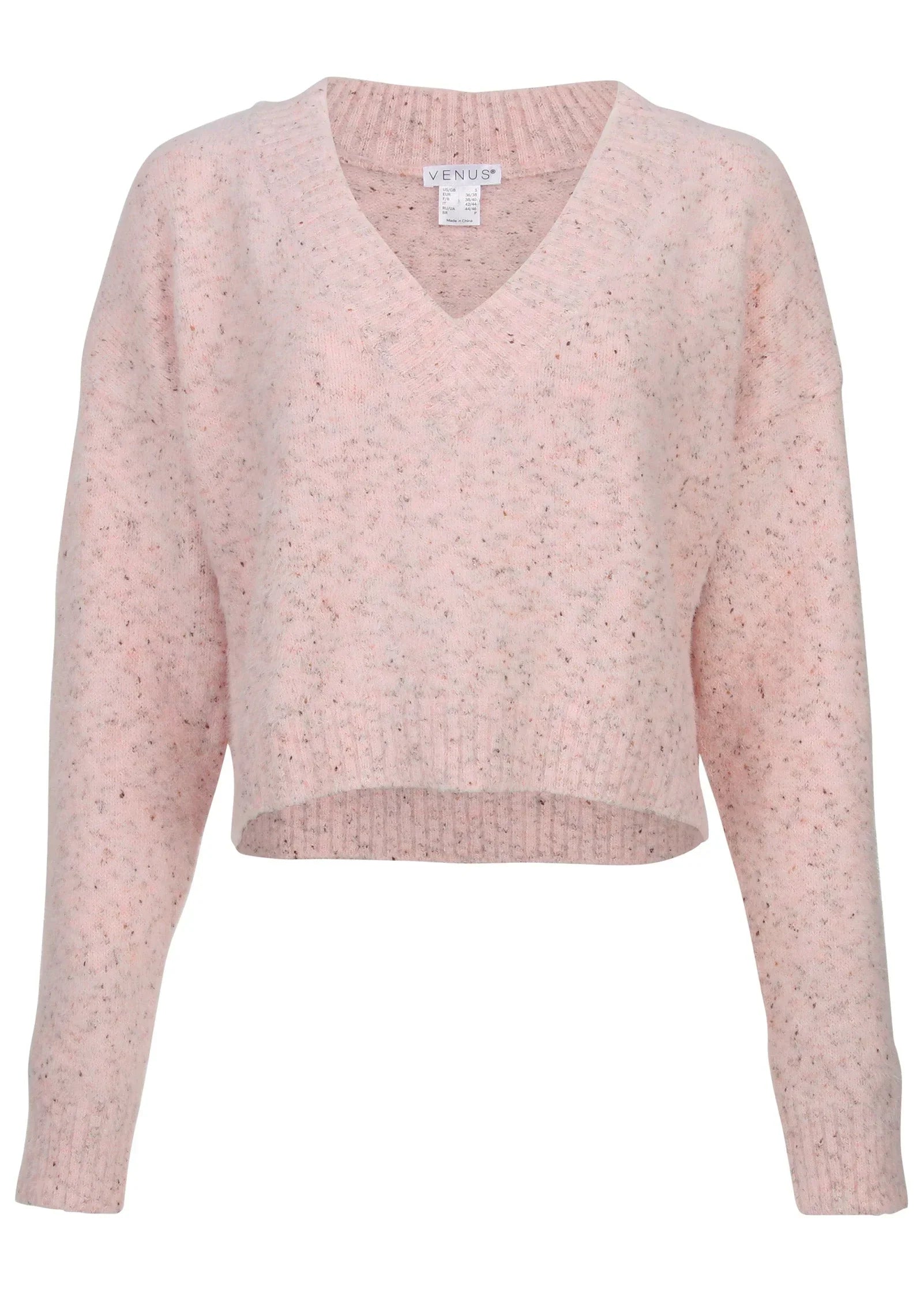 V Neck Sweater Pink Multi