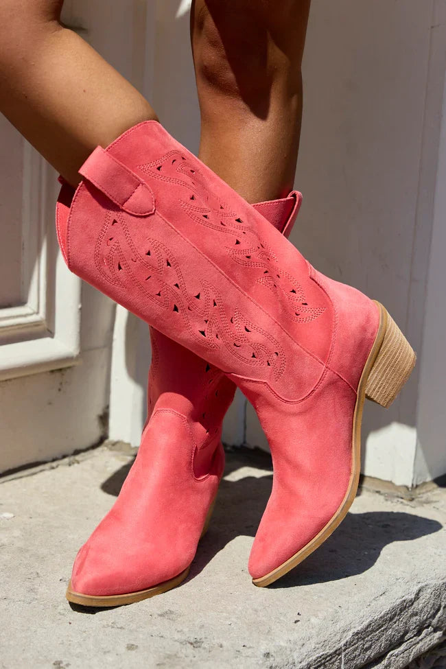 Olivia Cutout Coral Cowboy Boots