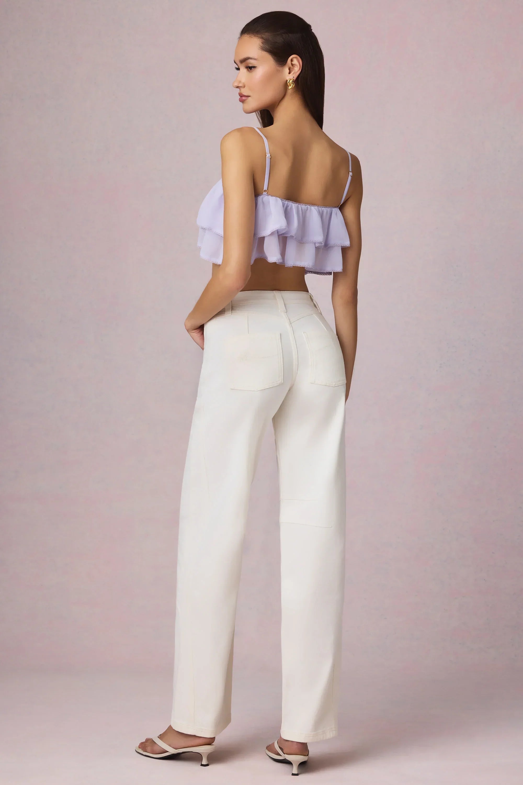Mid Rise Barrel Leg Jeans in Ecru Wash
