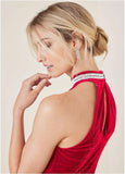 Stretch Velvet Halter Mini Haute Red