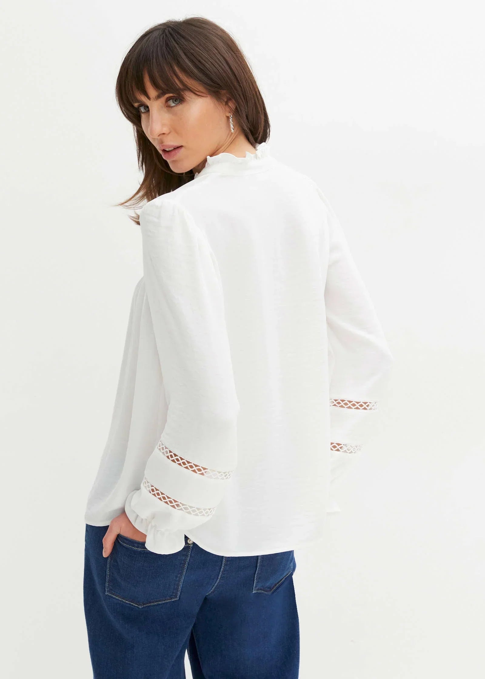 Lace Trim Blouse White