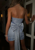 Lost and Found Glitter Bow Mini Dress Blue