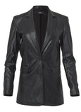 Faux Leather Blazer Jet Black