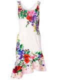 Ruffle Trim Detail Dress White Multi