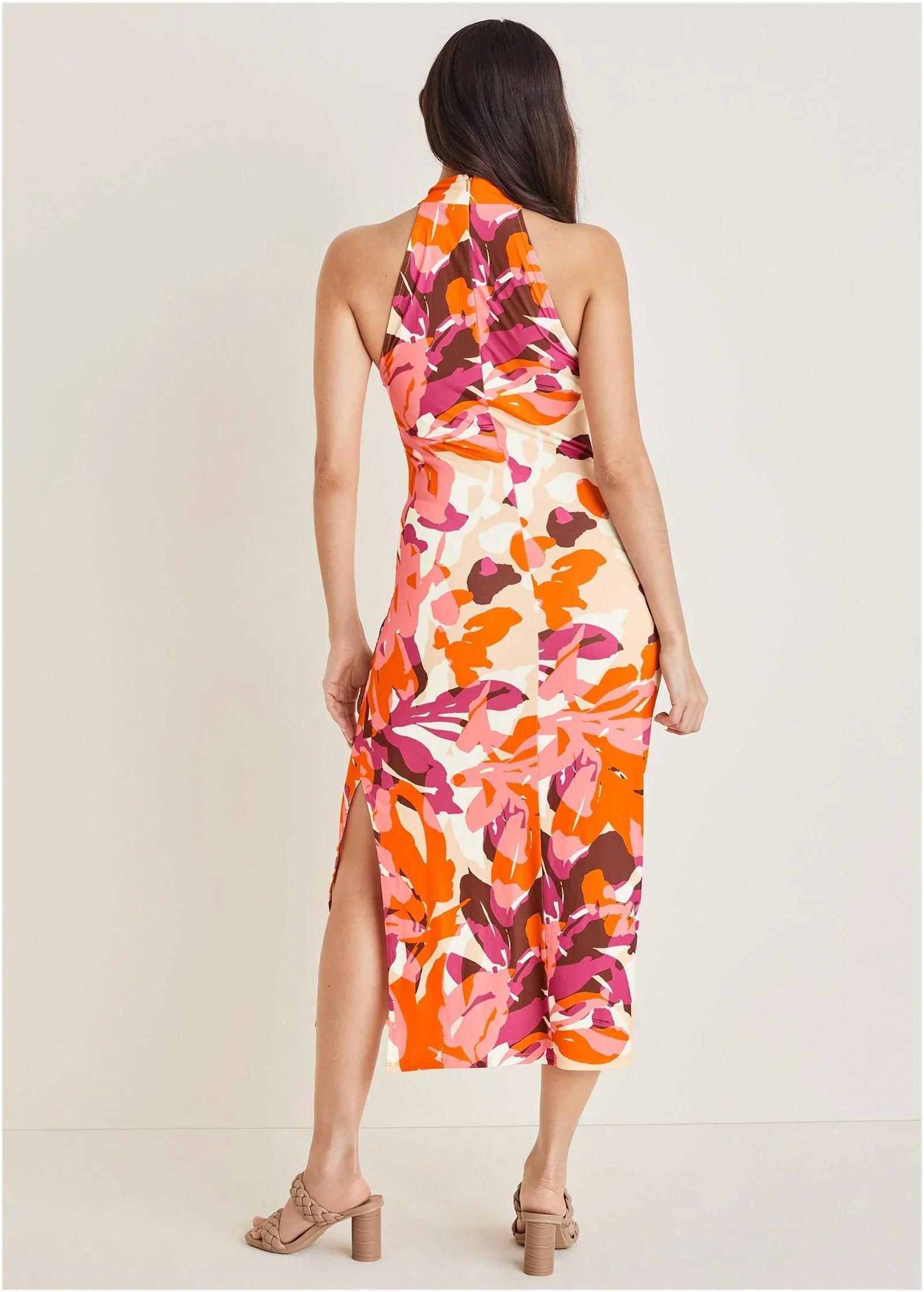 High Neck Midi Dress Desert Floral