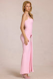 Square Neck Tie Gather Maxi Dress in Blossom Pink
