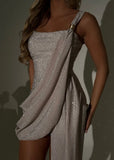 Draped In Love Mini Dress Champagne