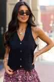 Beneath The Moon Black Denim Vest