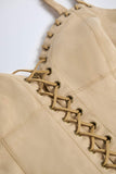 Lace Up Top in Tan