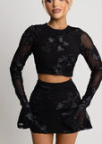 Love Ignited Long Sleeve Two Piece Black