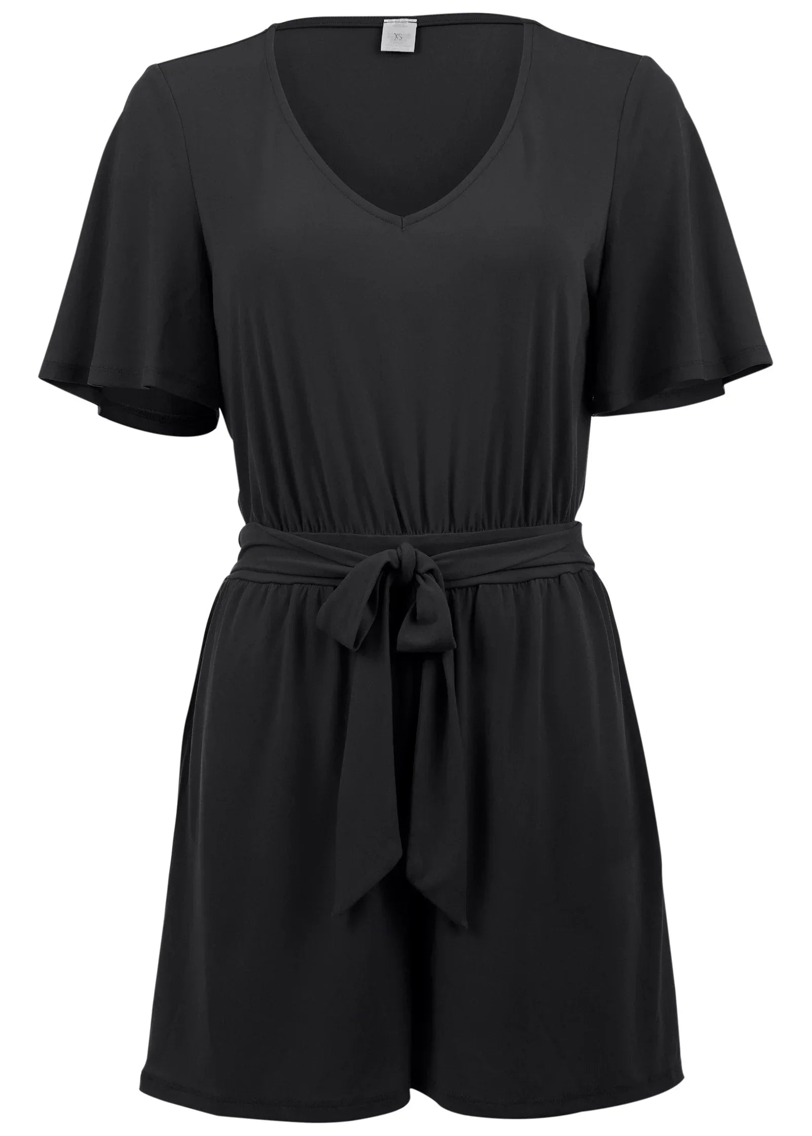 Tie Waist Romper Jet Black