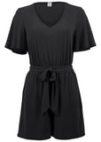 Tie Waist Romper Jet Black