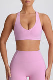 Soft Active V Neck Sports Bra in Dusty Pink