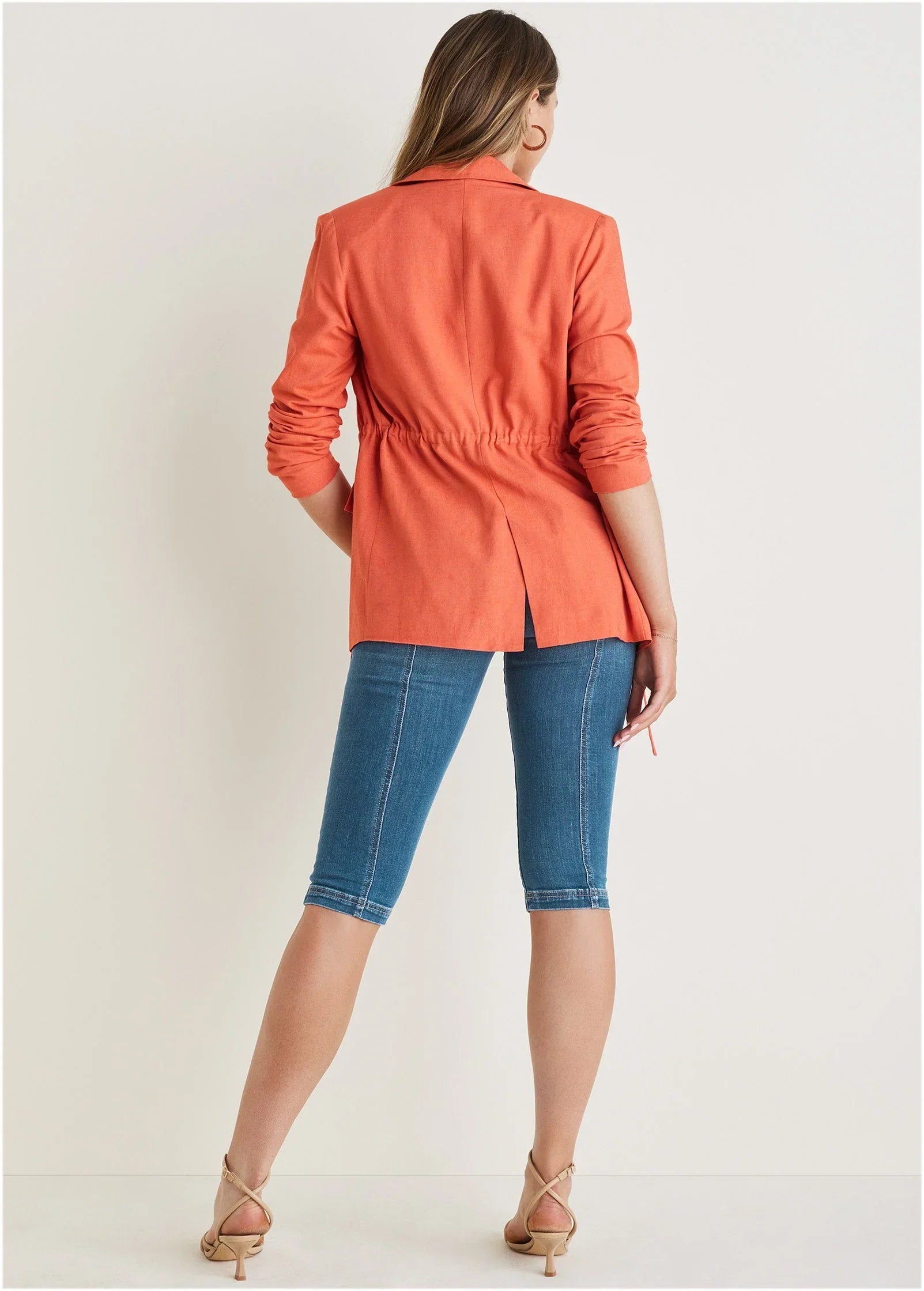 Linen Drawstring Blazer Burnt Orange