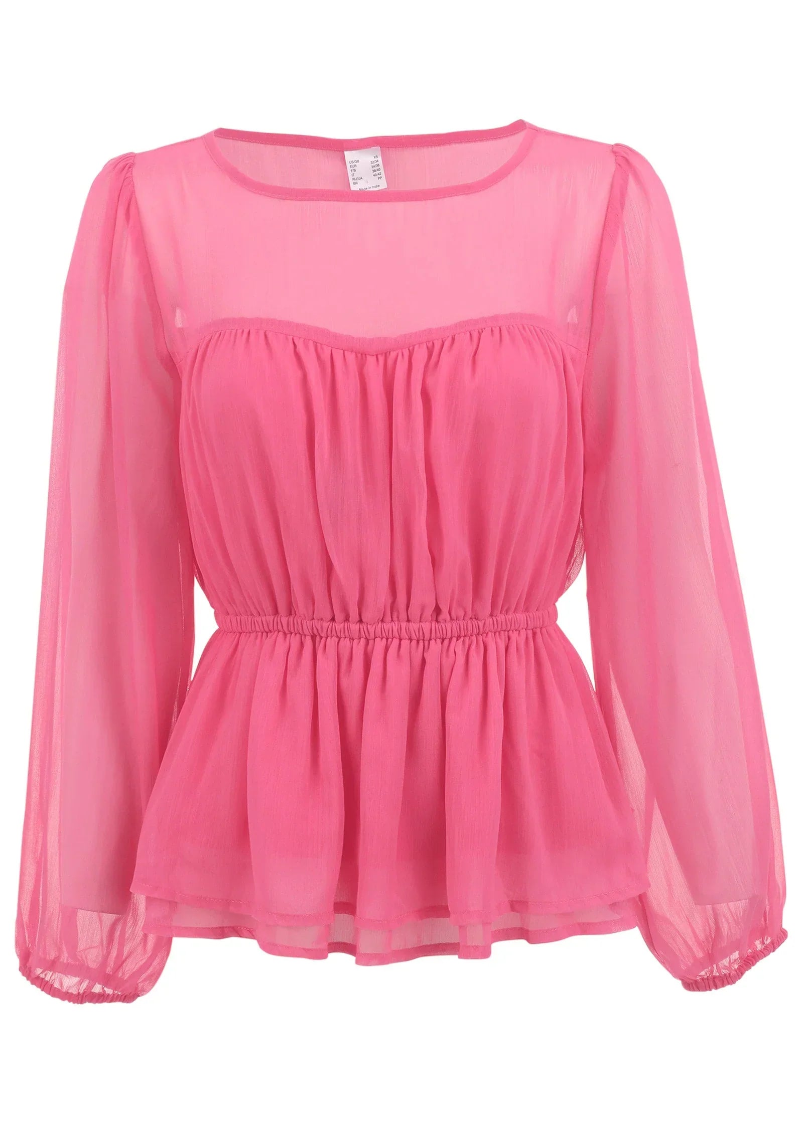 Sheer Beauty Blouse Hot Pink