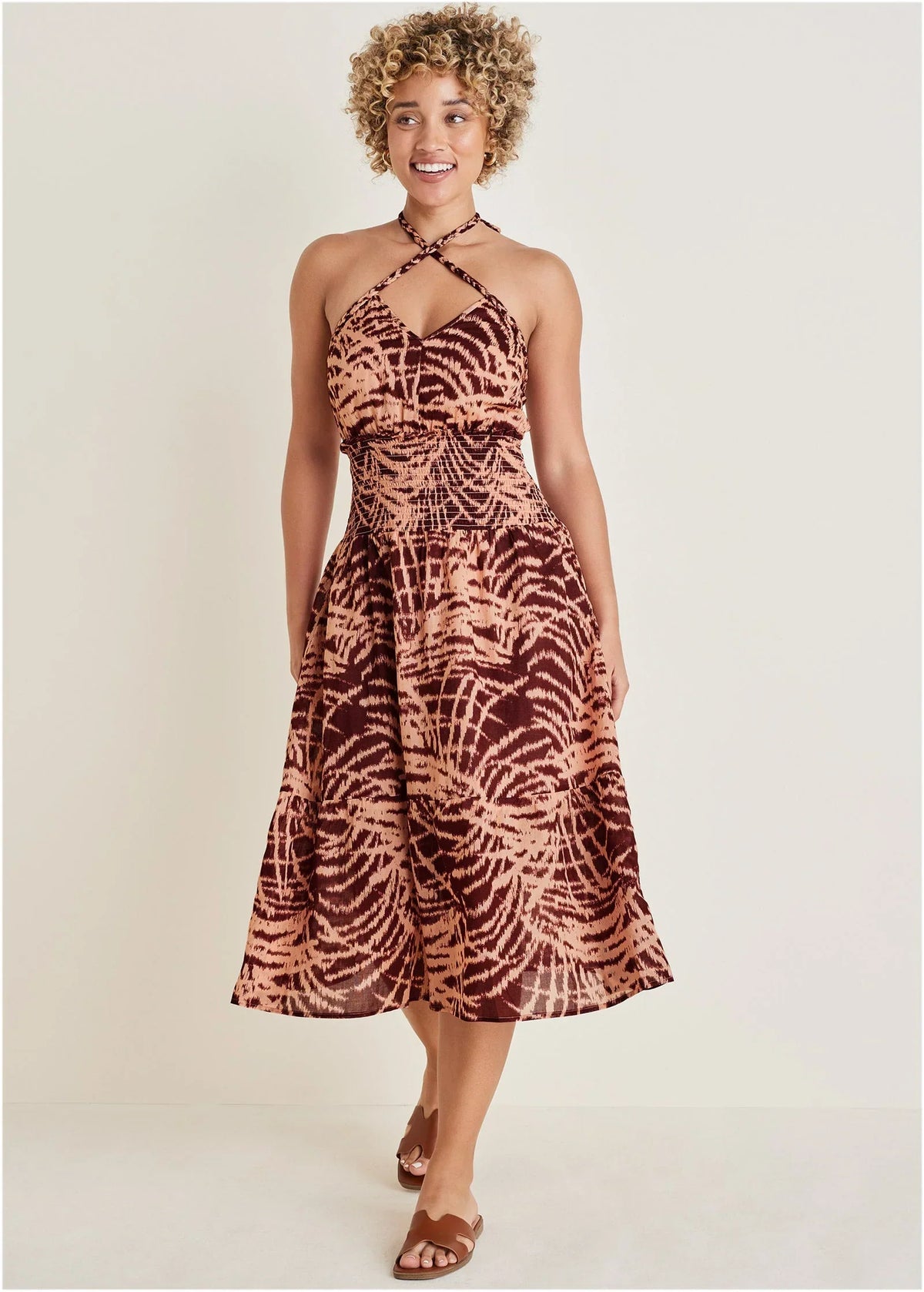 Halter Midi Dress Mystic Palm