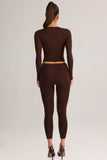 Modal Mid Rise Cropped Leggings in Chocolate Brown