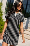 Prepared For Anything Black and White Collared Stripe Dress