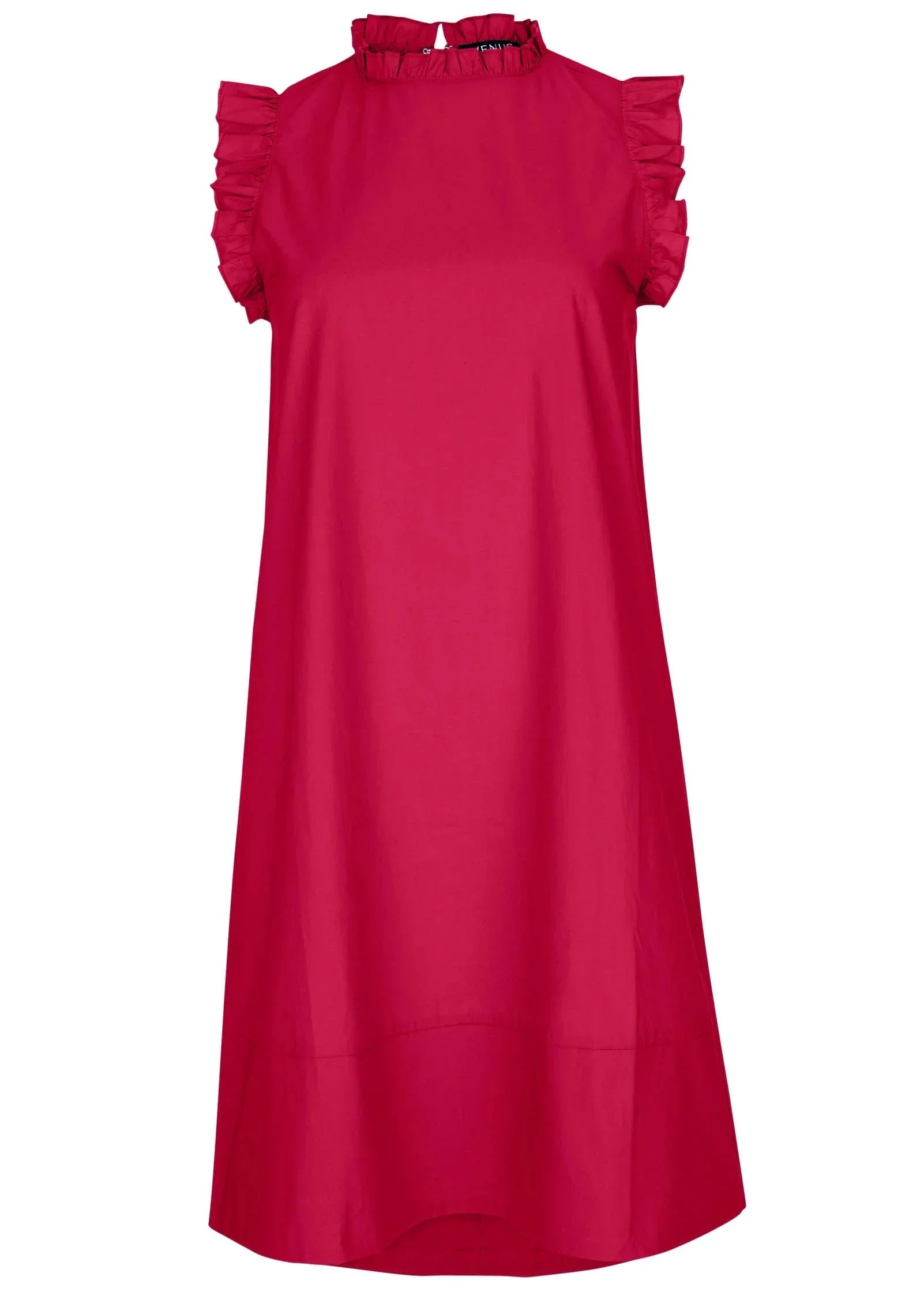 Ruffle Trim Mini Dress Dark Pink