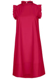 Ruffle Trim Mini Dress Dark Pink