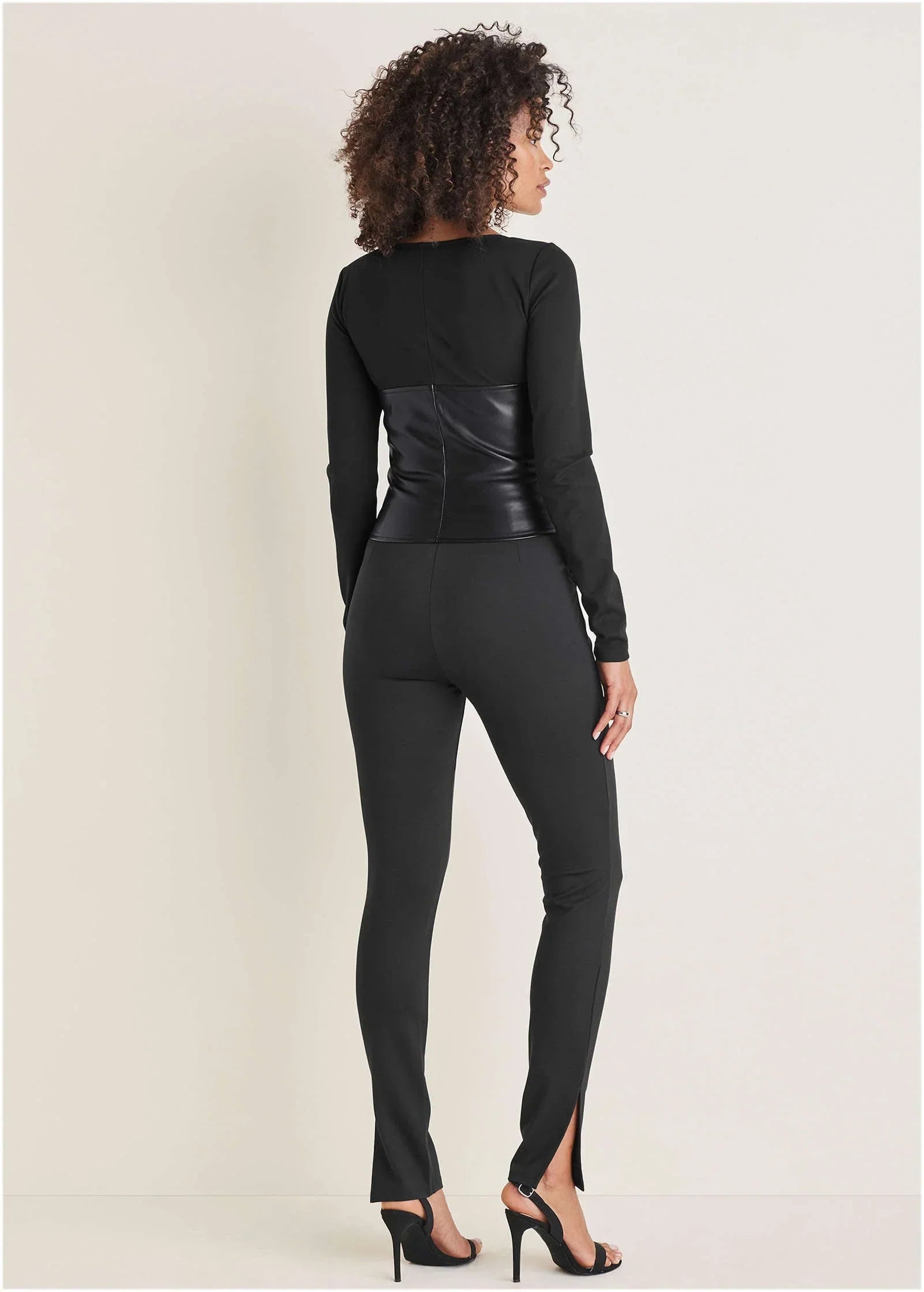 Faux Leather Corset Top Jet Black