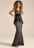 Tiered Lace Gown Black