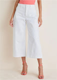 Sofia Wide Leg Crop Jeans White Denim