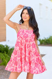 Change My Tune Pink Floral Square Neck Solid Romper Dress Cassidy Montalvo X Pink Lily