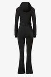 Waterproof Hooded Fitted Ski Suit in Black