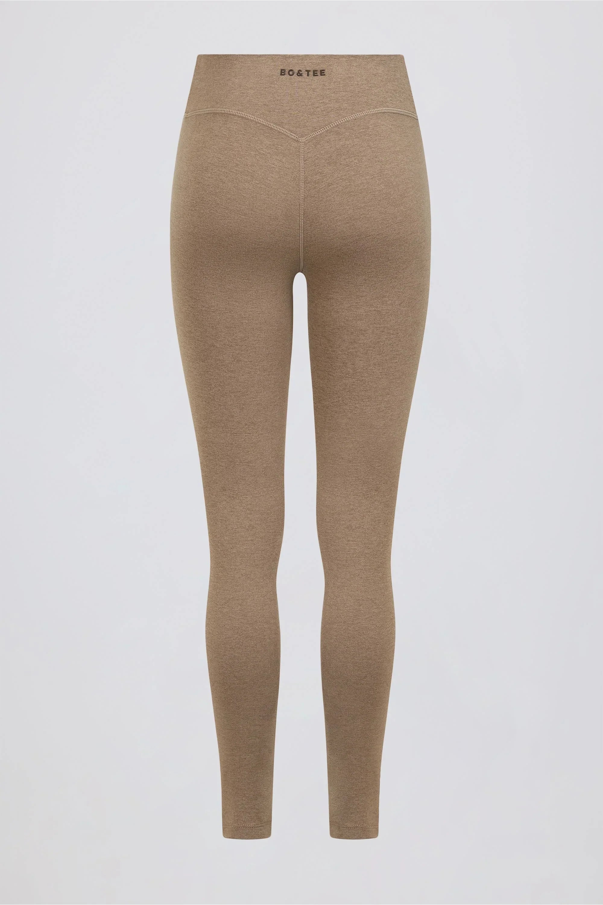 Brushed Jersey Ruched Mid Rise Leggings in Mocha Marl