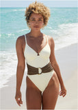 Colorblock Belted One Piece Pristine Chicory