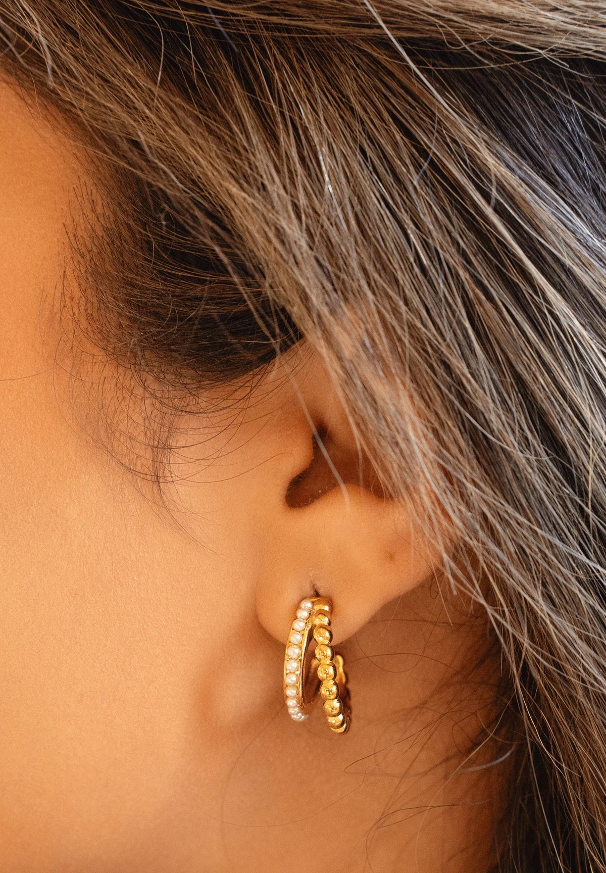 Moti Gold Double Hoops