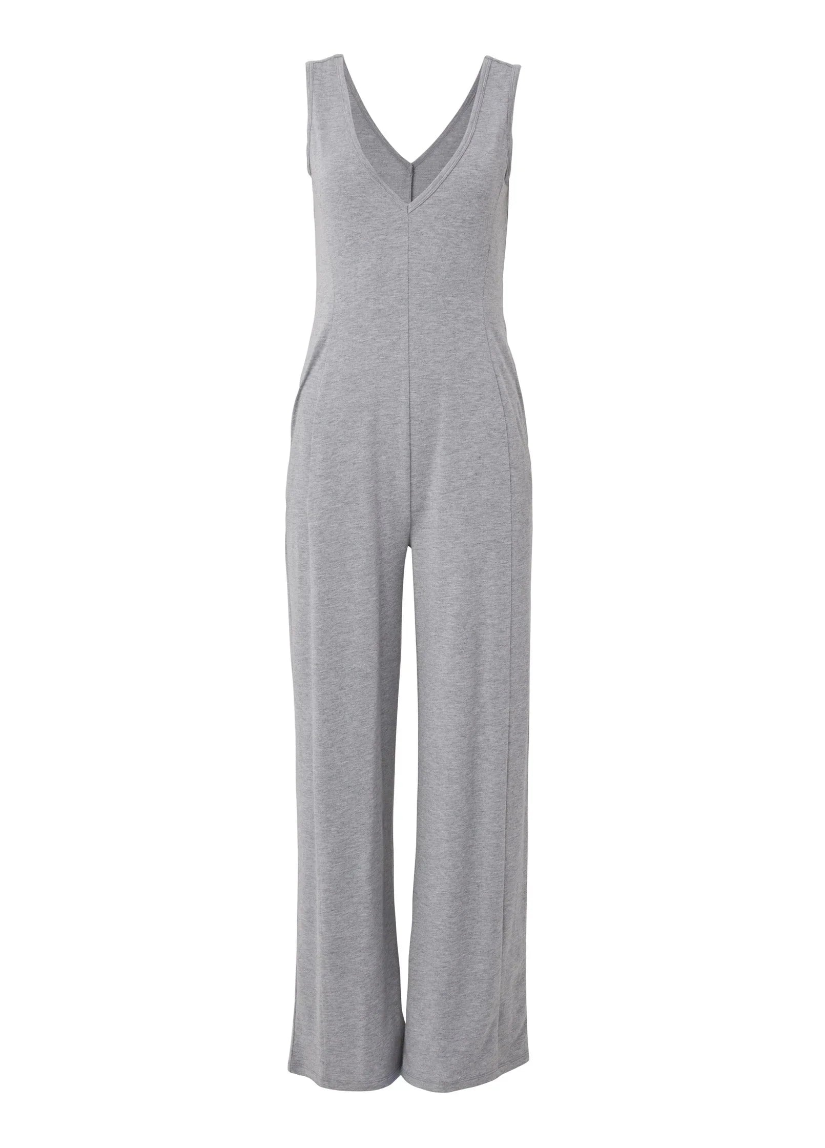 Relaxed V Neck Jumpsuit Heather Grey