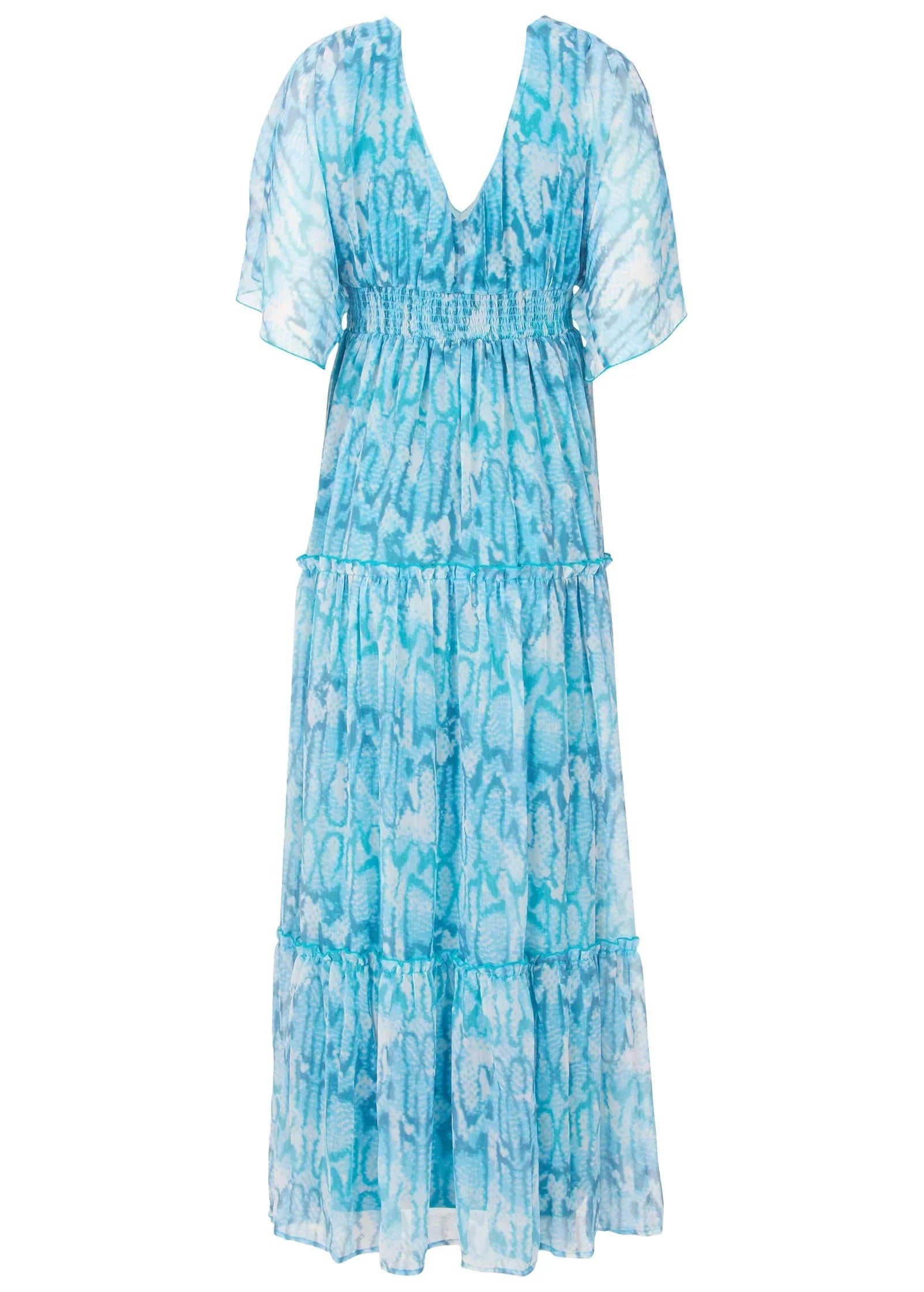 Flutter Sleeve Maxi Dress Water Snake