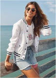 USA Matte Satin Bomber Cloud Dancer