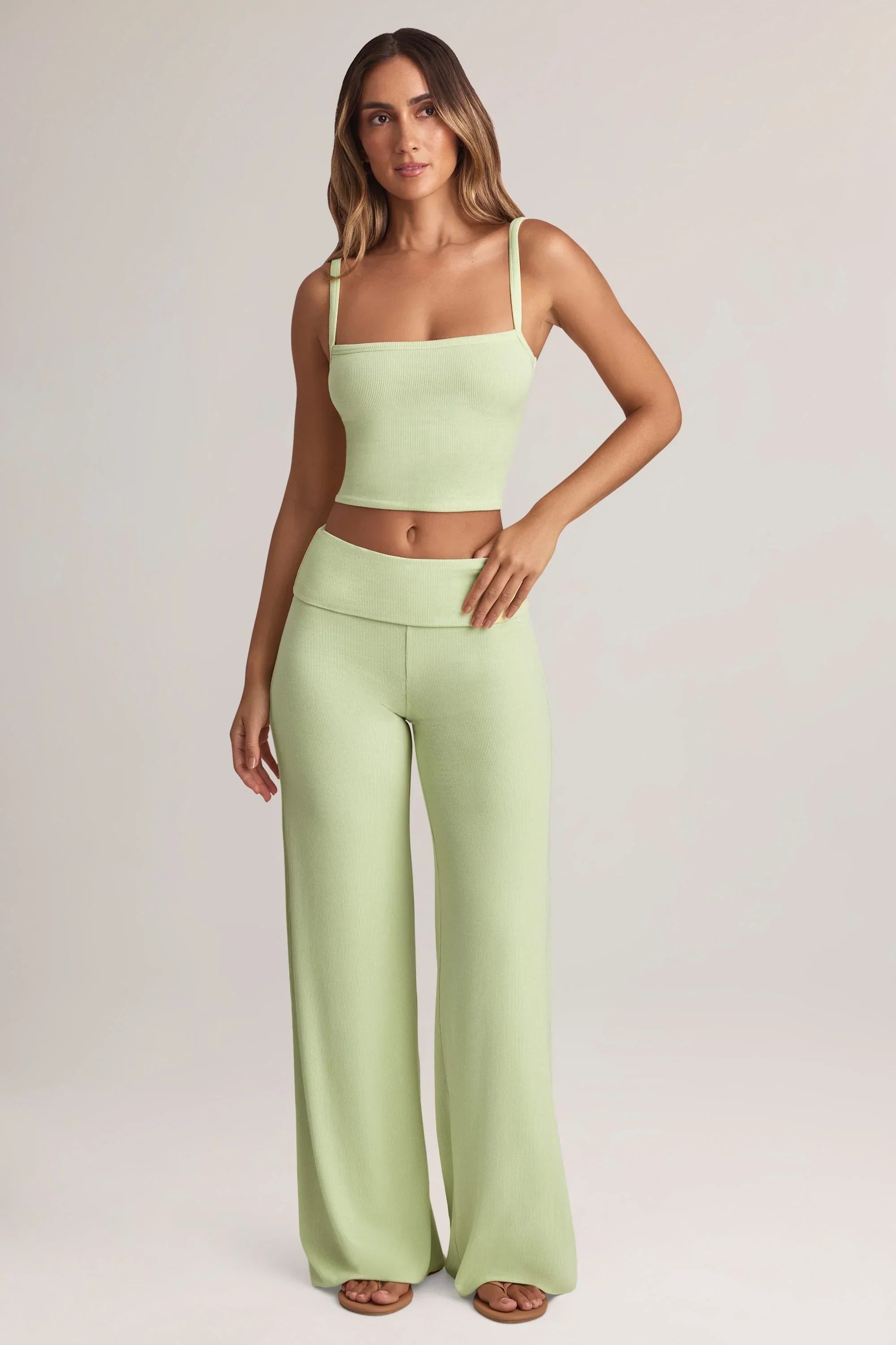 Modal Square Neck Camisole Top in Sage Green