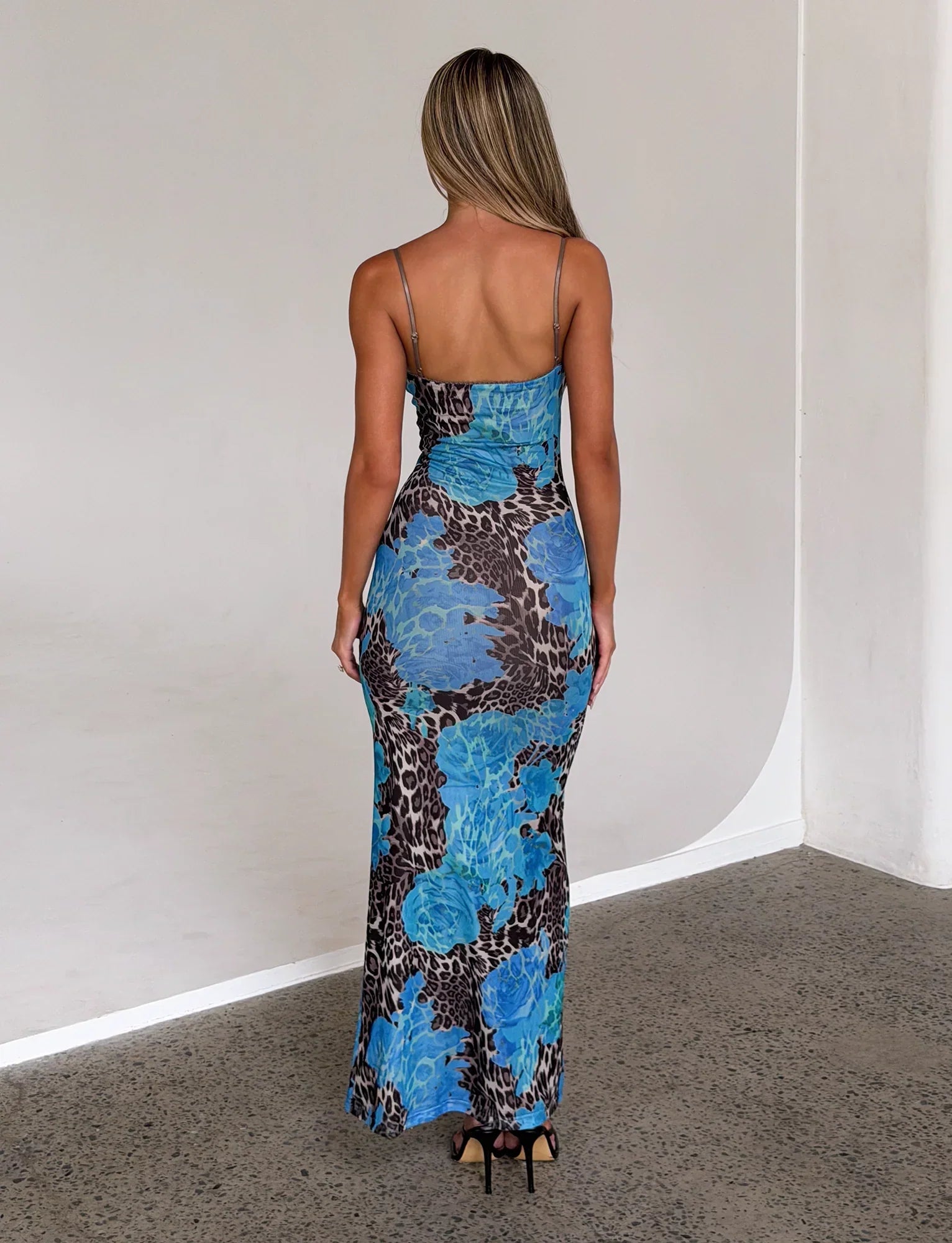 JULIANNA DRESS BLUE LEOPARD