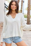 Mckenzie Ivory Open Knit V Neck Sweater