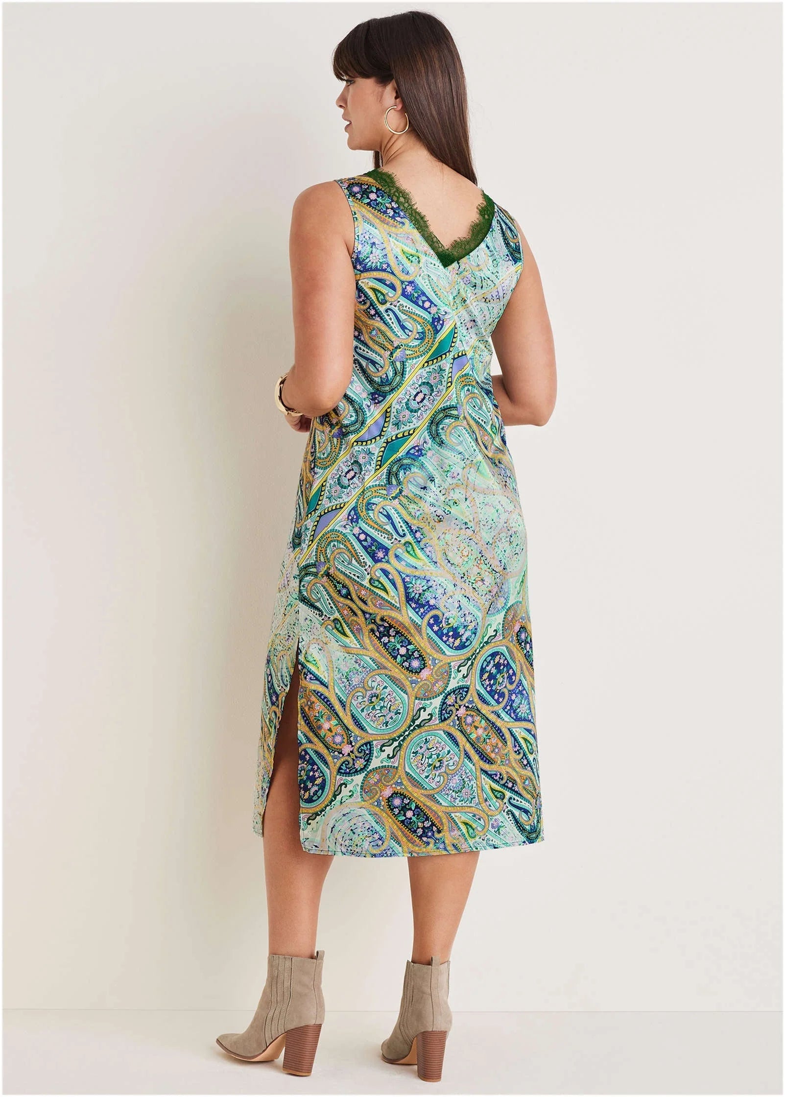 Lace Trim Midi Dress Ethereal Paisley