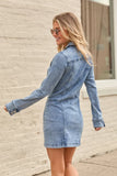 My Favorite Long Sleeve Denim Pocket Mini Dress SALE